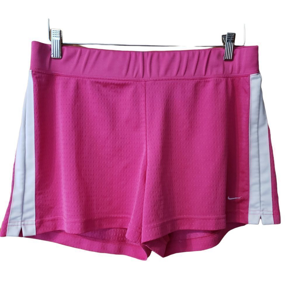 Nike Shorts Women's Size Large Hot Pink Silky Mesh White Stripe